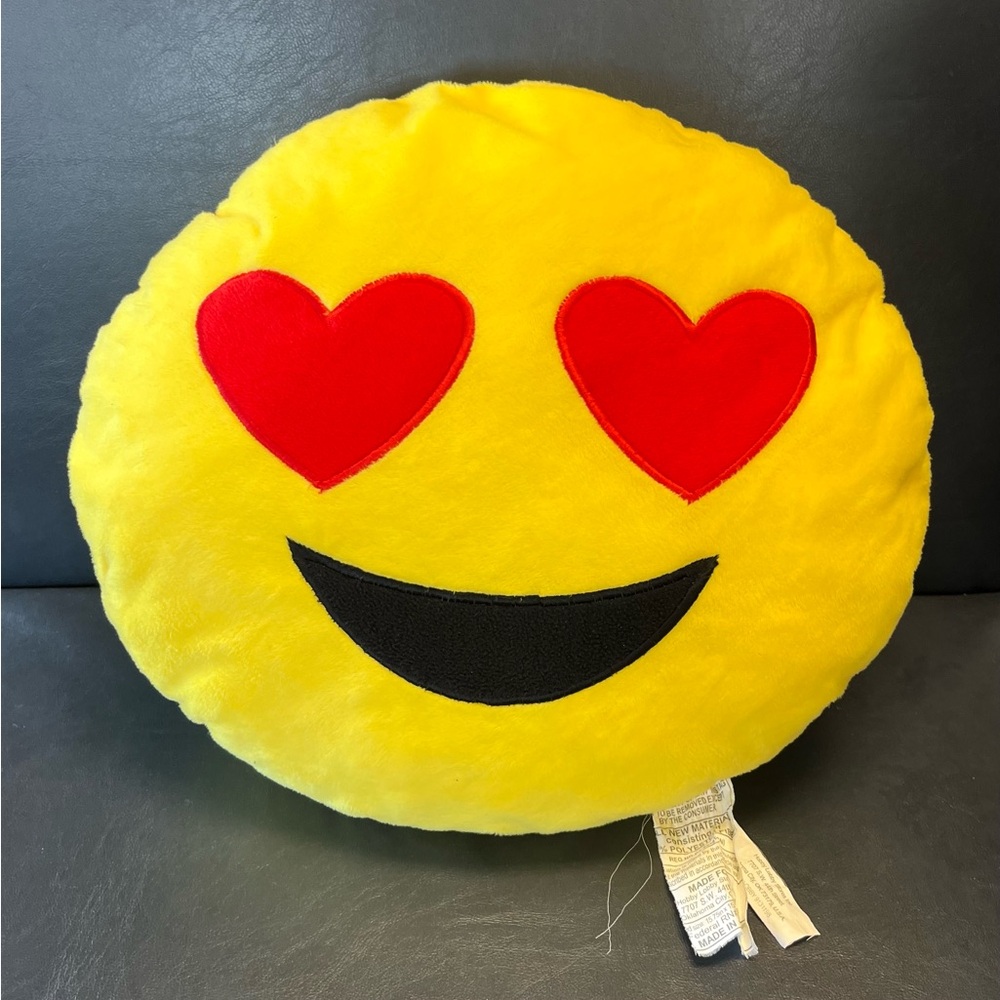 Emoji Stuffed Plush Pillow 15 inch - Heart Eyes - Yellow - Love sweetheart